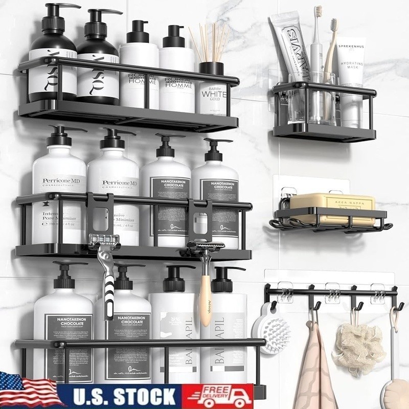 Shower Caddy Organizer Set Adhesive Rustproof Bathroom Storage Large Capacity US