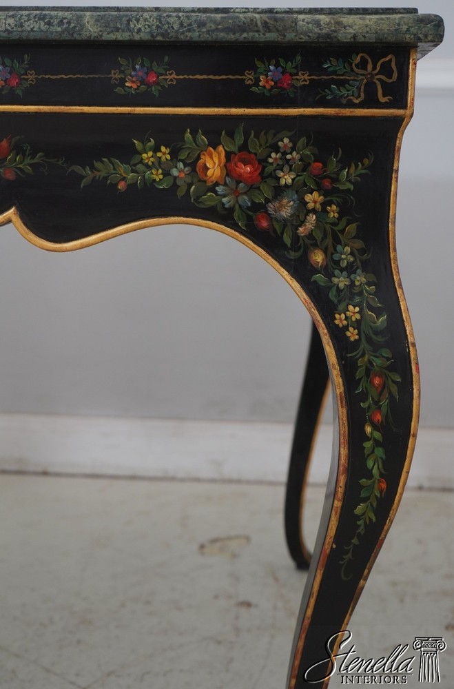 L69919: Venetian Style Marble Top Paint Decorated Console Hall Table