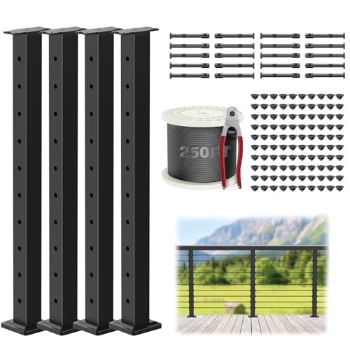 -12ft Complete Set 36" Cable Railing Post Kits, Stainless Level Post Kits 4