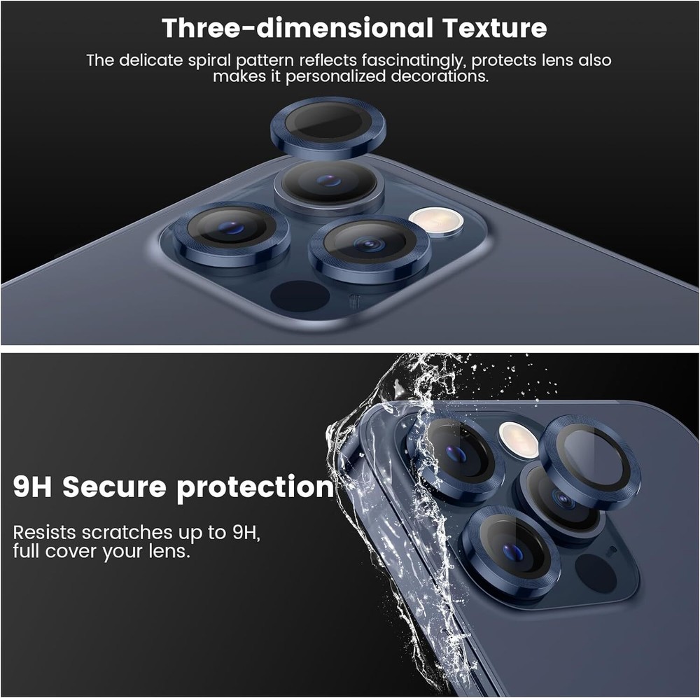 2 Pack For iPhone 15 Pro Max/15 Pro Ring Tempered Glass Camera Lens Protector