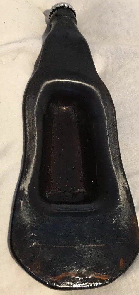 Flat Melted Beer Bottle Ashtray Candy Dish Brown Sam Adams Light *Excellent+++