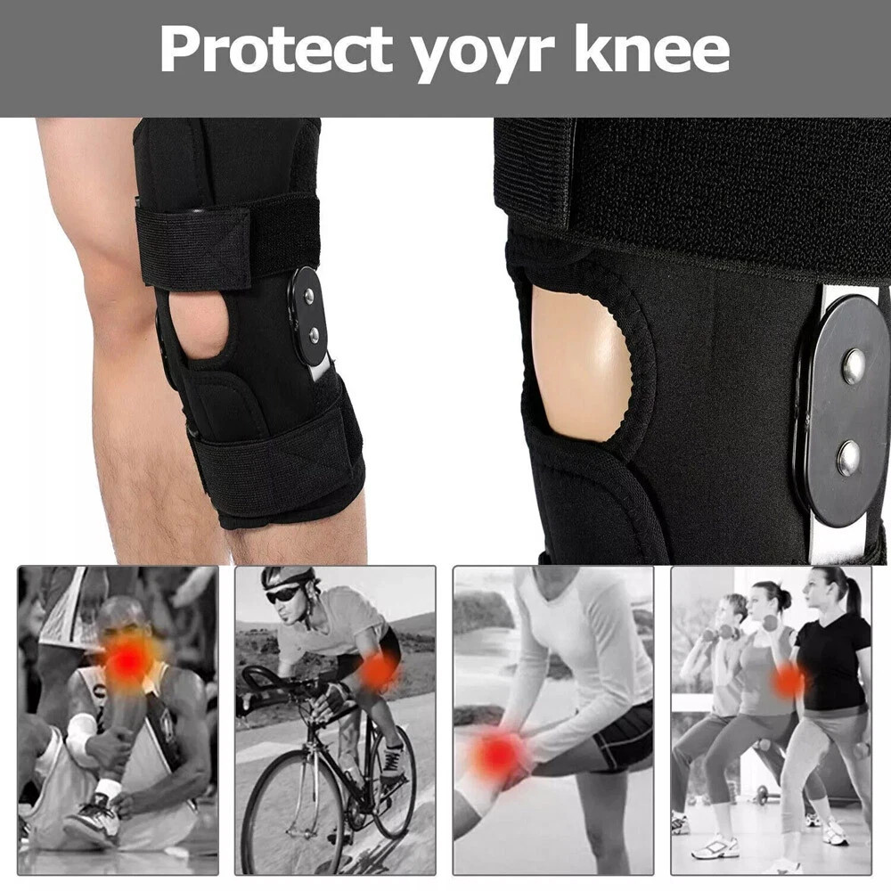 Knee Brace Compression Sleeve Hinged Joint Support Open Patella Stabilizer Wrap