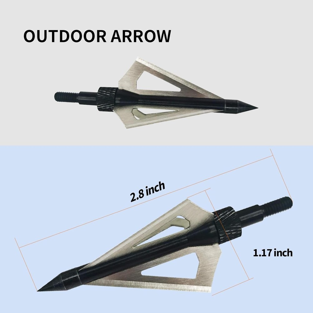 16 pcs Classical Tradition Broadheads, 100 Grain Hunting Compound Bow Arrow Tips