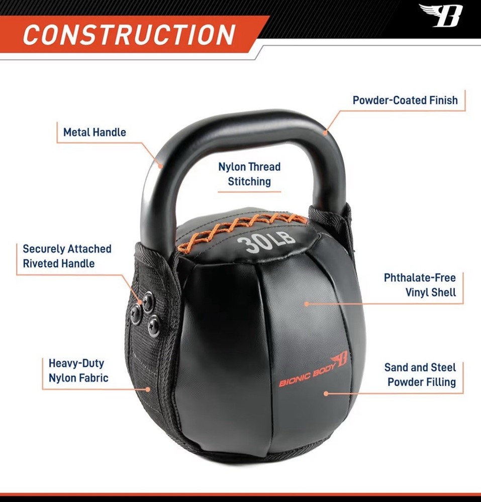 BIONIC BODY by Marcy Soft Kettlebell with Handle for Weightlifting