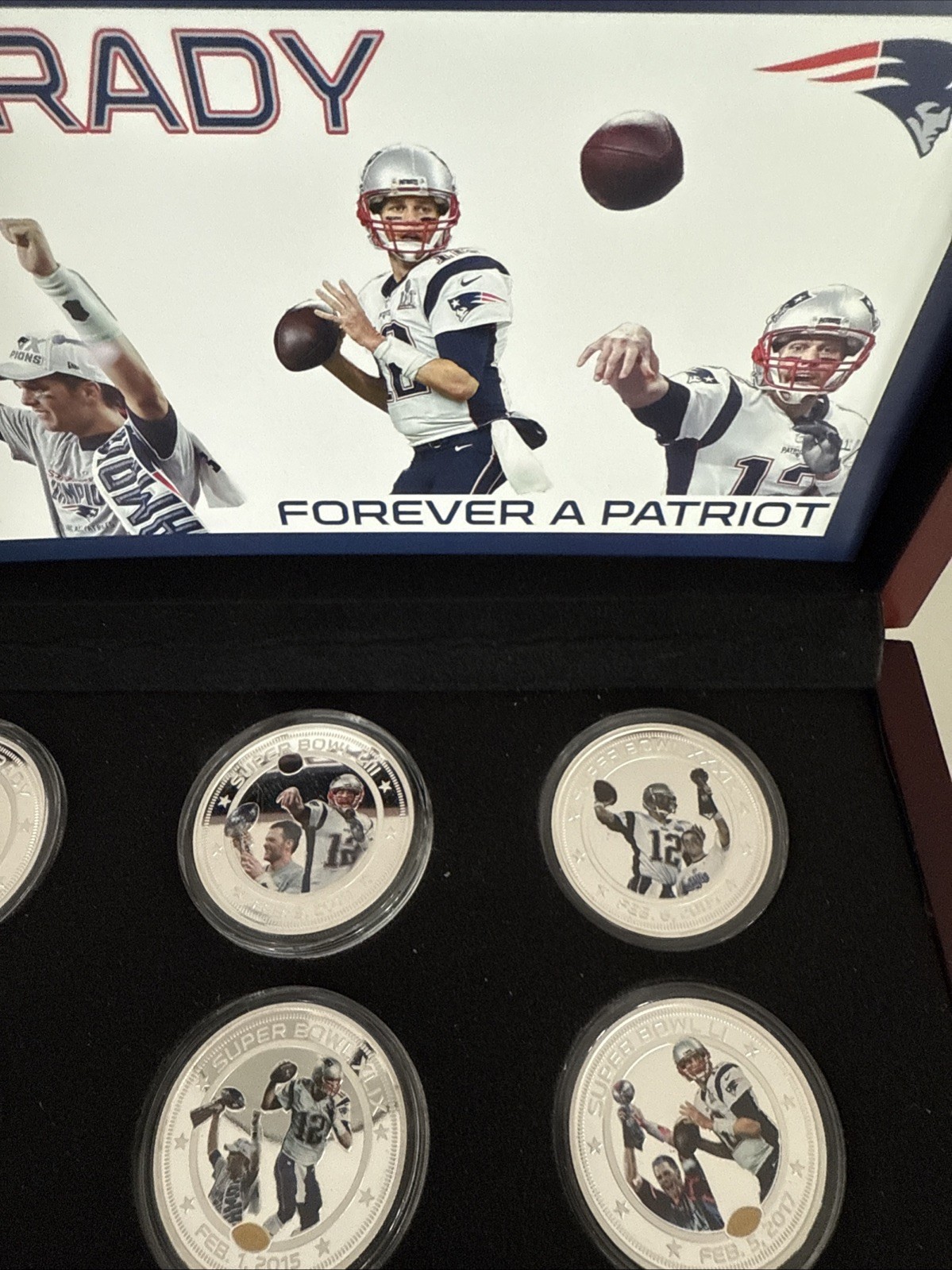 RARE Tom Brady Patriots Proof 8-Coin Dollar Collection Bradford Exchange Mint