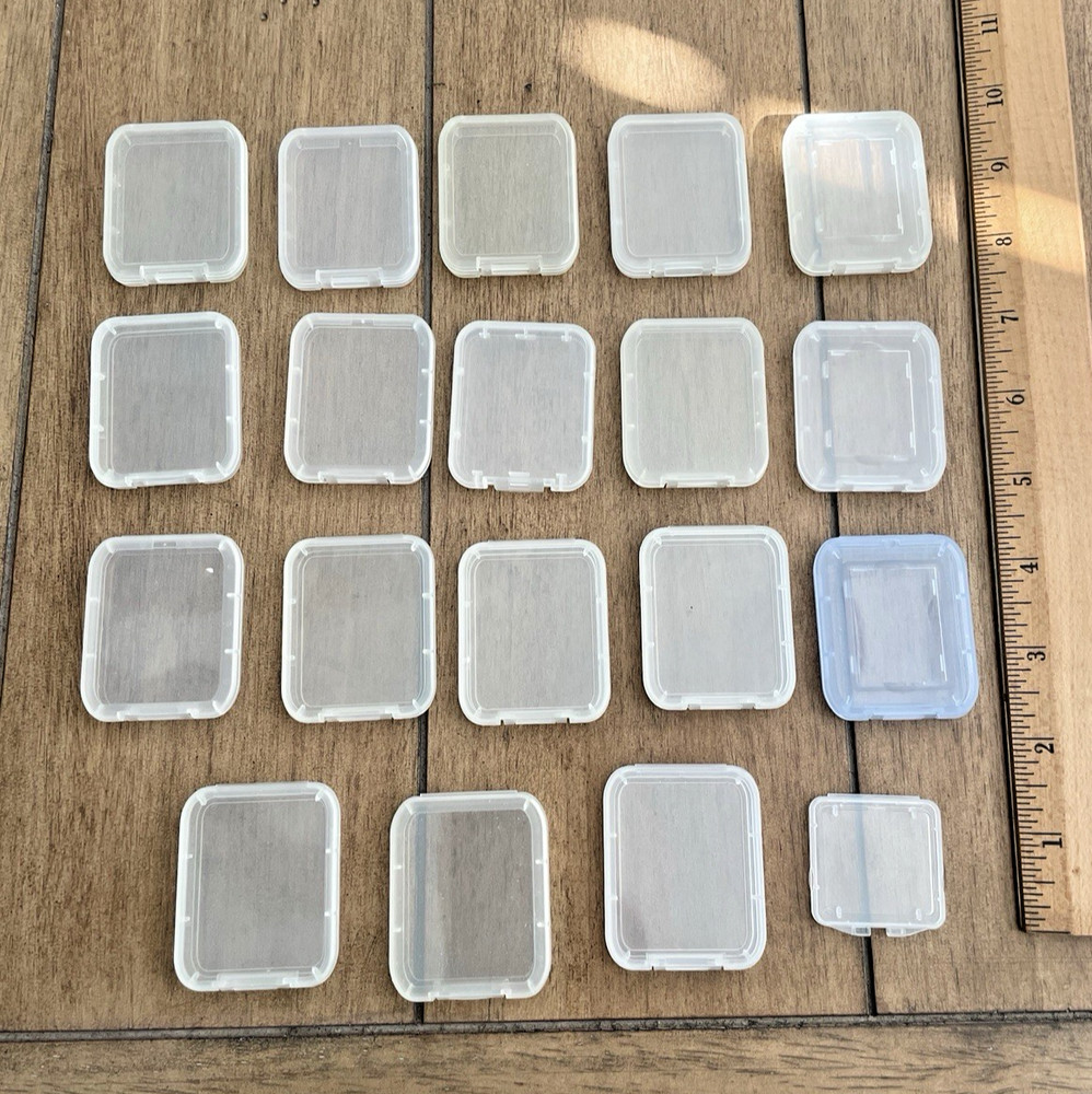 19 Transparent Standard Memory Card Case Holder Box Storage Boxes LOT SD SDHC