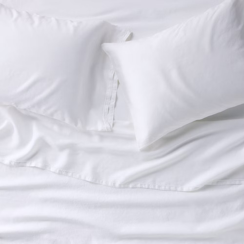 Full 100% Linen Sheet Set White - Casaluna