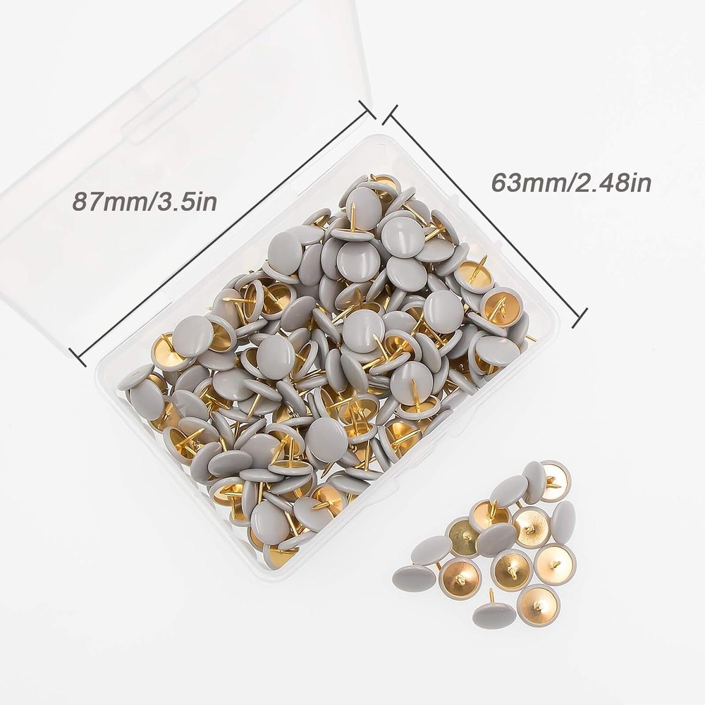200 PCS Thumb Tacks Gray Plastic round Head Thumbtacks