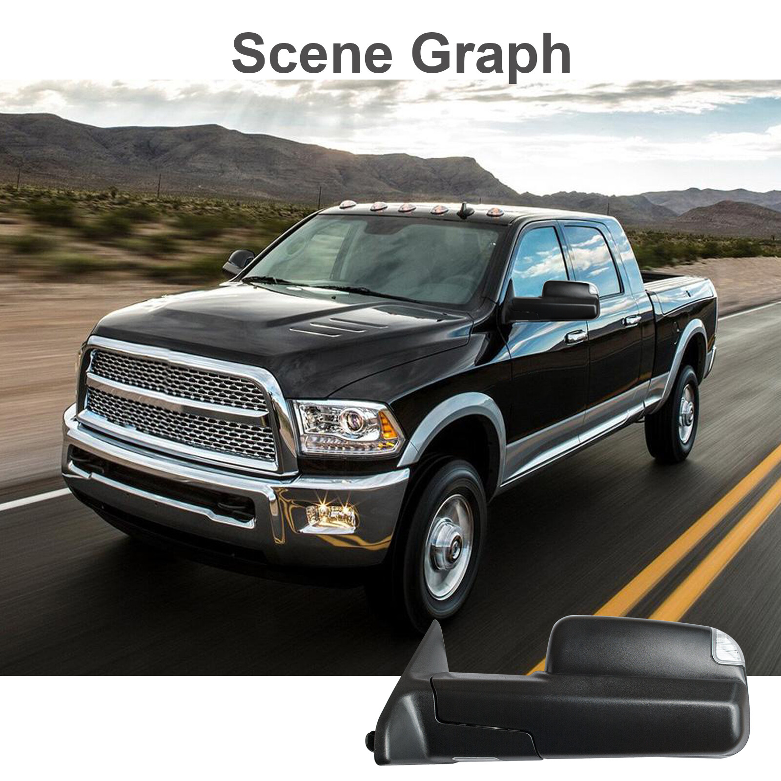 Towing Mirrors Fit 2011 2012 2013 2014 Ram 1500 2500 Power Heated Sensor Chrome