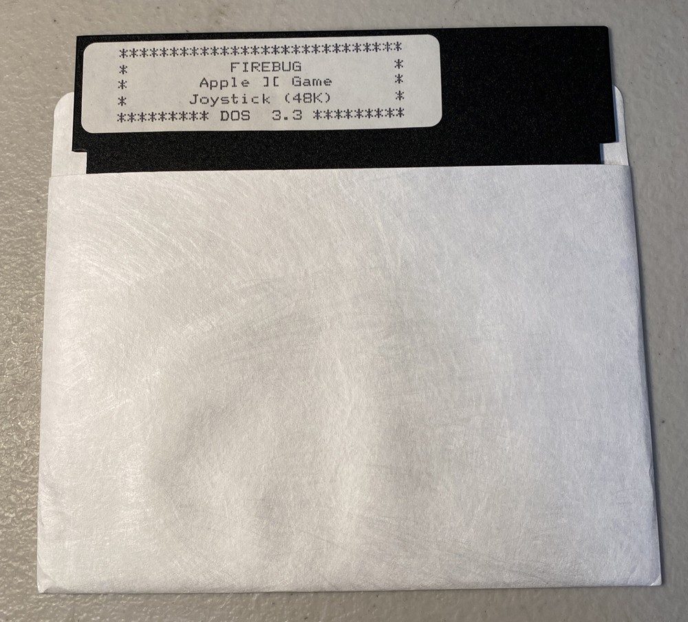 Firebug Apple II Dos 3.3 Joystick Game Software 5.25” Floppy Disk
