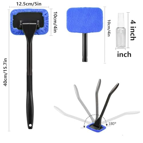 Car Windshield Cleaning Tool, Windshield Cleaner with 5 Washable and Blue