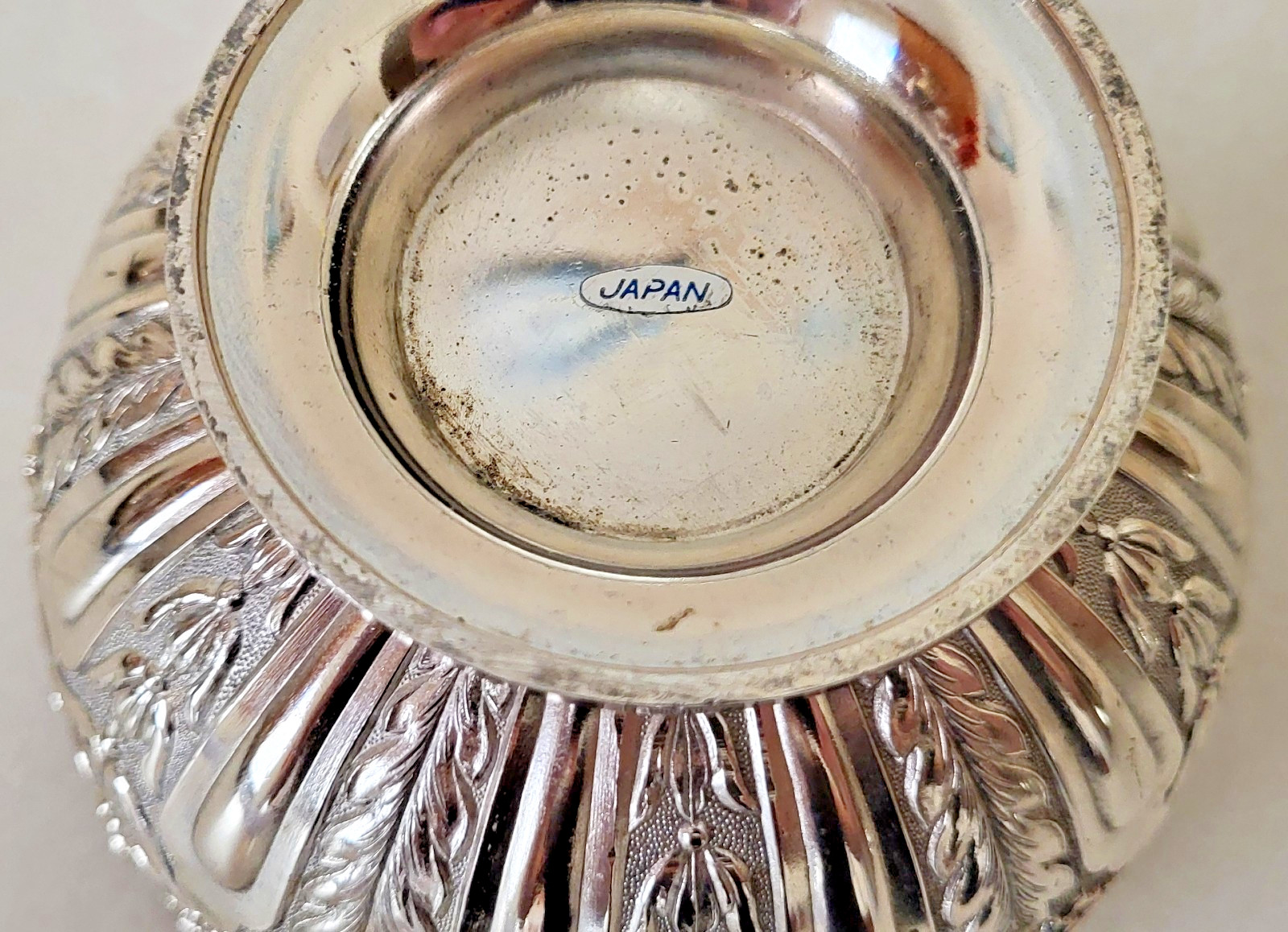 Vtg Silverplate Gold Bowl Candy Dish 5x3" Ornate Handles Embossed Raimond Japan