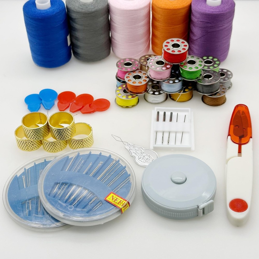 20 Color Sewing Thread Kits, 1000 Yards Polyester Thread Spools with Needle, ...