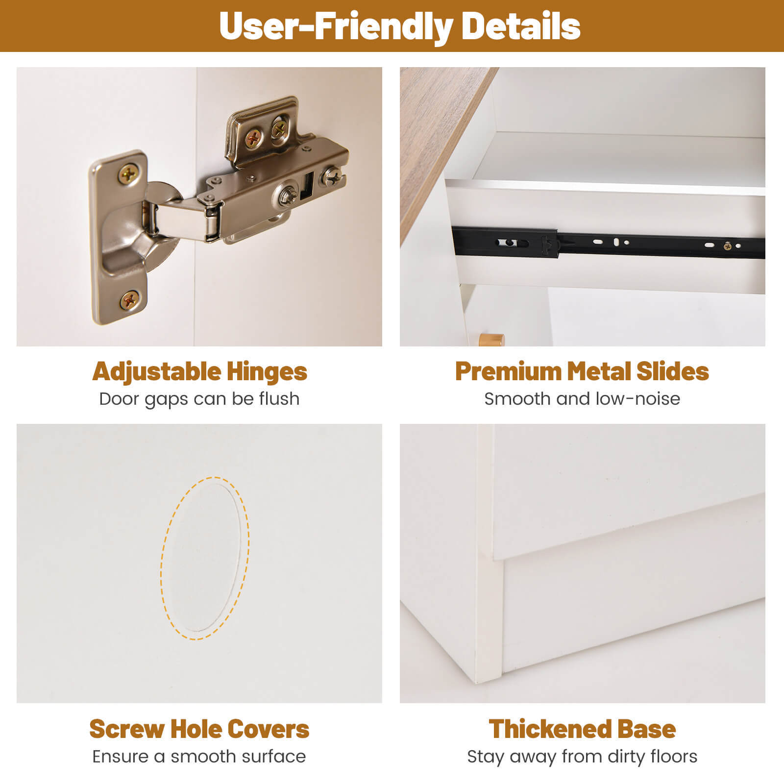 71" Tall Pantry Cabinet w/ Adjustable Shelves Outlets USB Ports Anti-Tipping