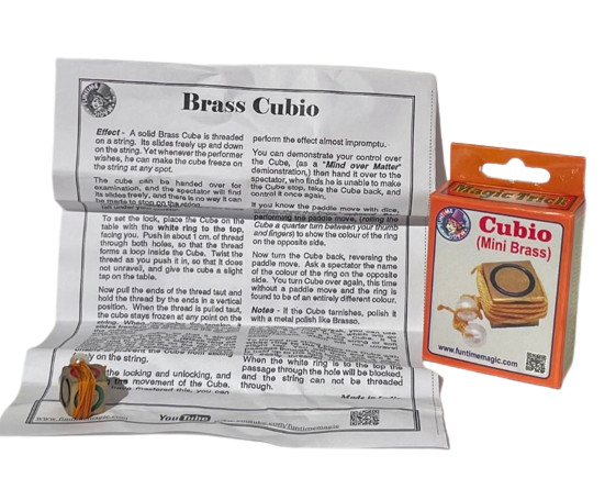 BRASS CUBIO Obedient Close Up Magic Trick Pocket Cube Slides Up & Down String