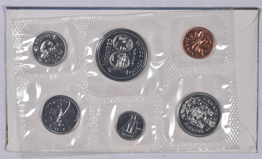 1974 Canada Uncirculated 6 Coin Mint Set With Envelope