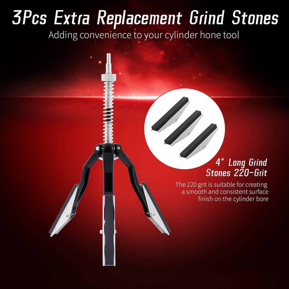 WAYCOJOY Cylinder Hone Tool, Adjustable Engine Honing Tool 3pc 4"
