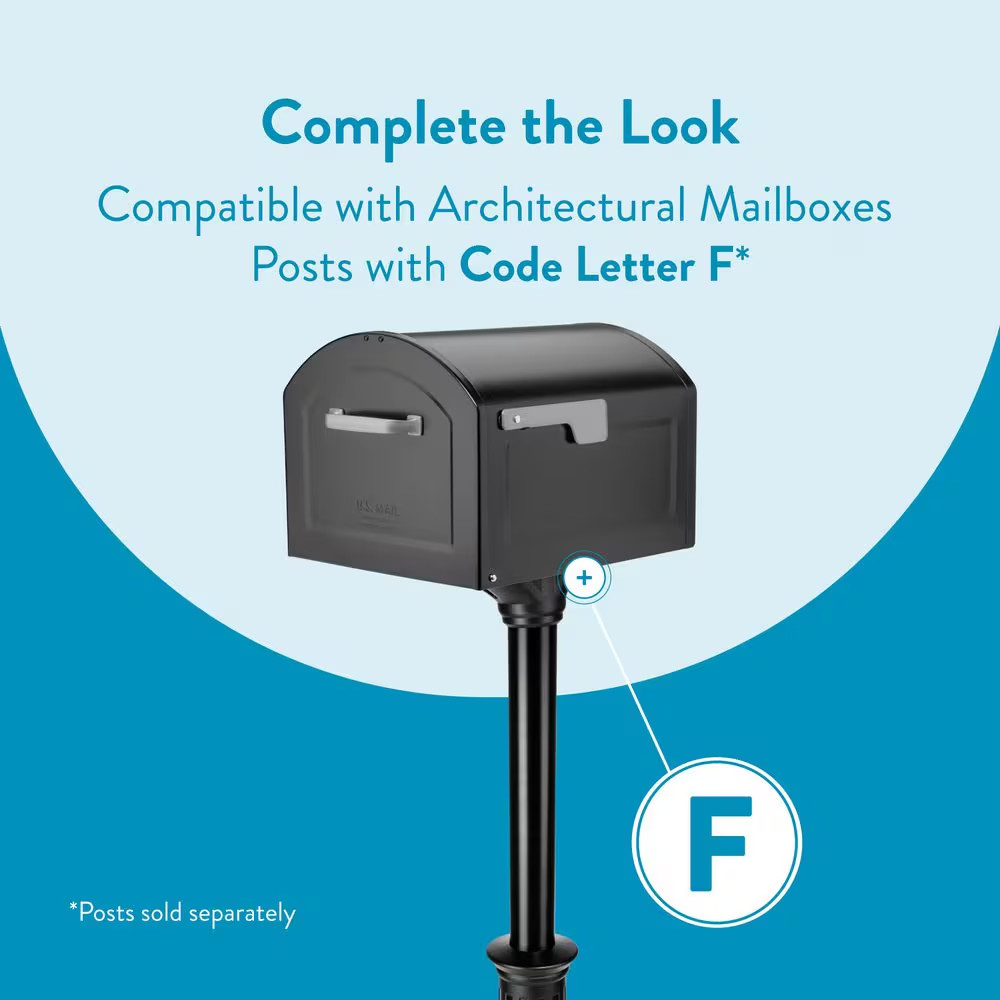 Centennial Black, Extra Large, Steel, Post Mount Mailbox with Premium Silver Han