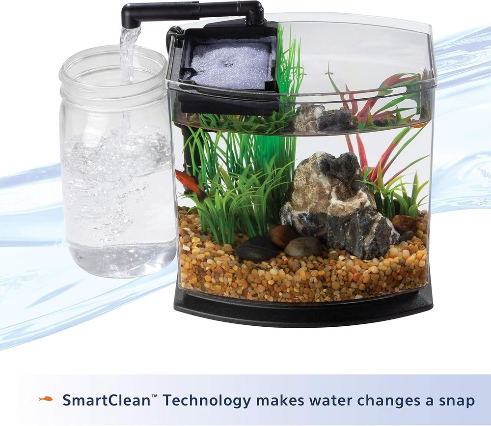 Blue Small Fish Tank with SmartClean Technology.
