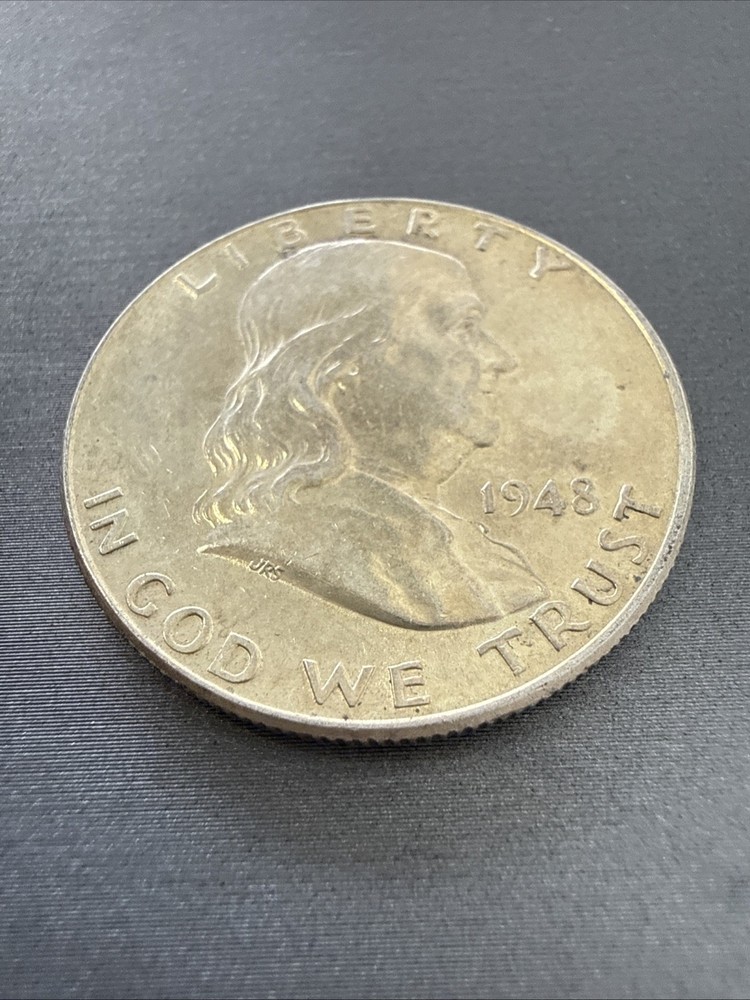 1948 Ben Franklin US Half Dollar, 90% Silver, Circulated