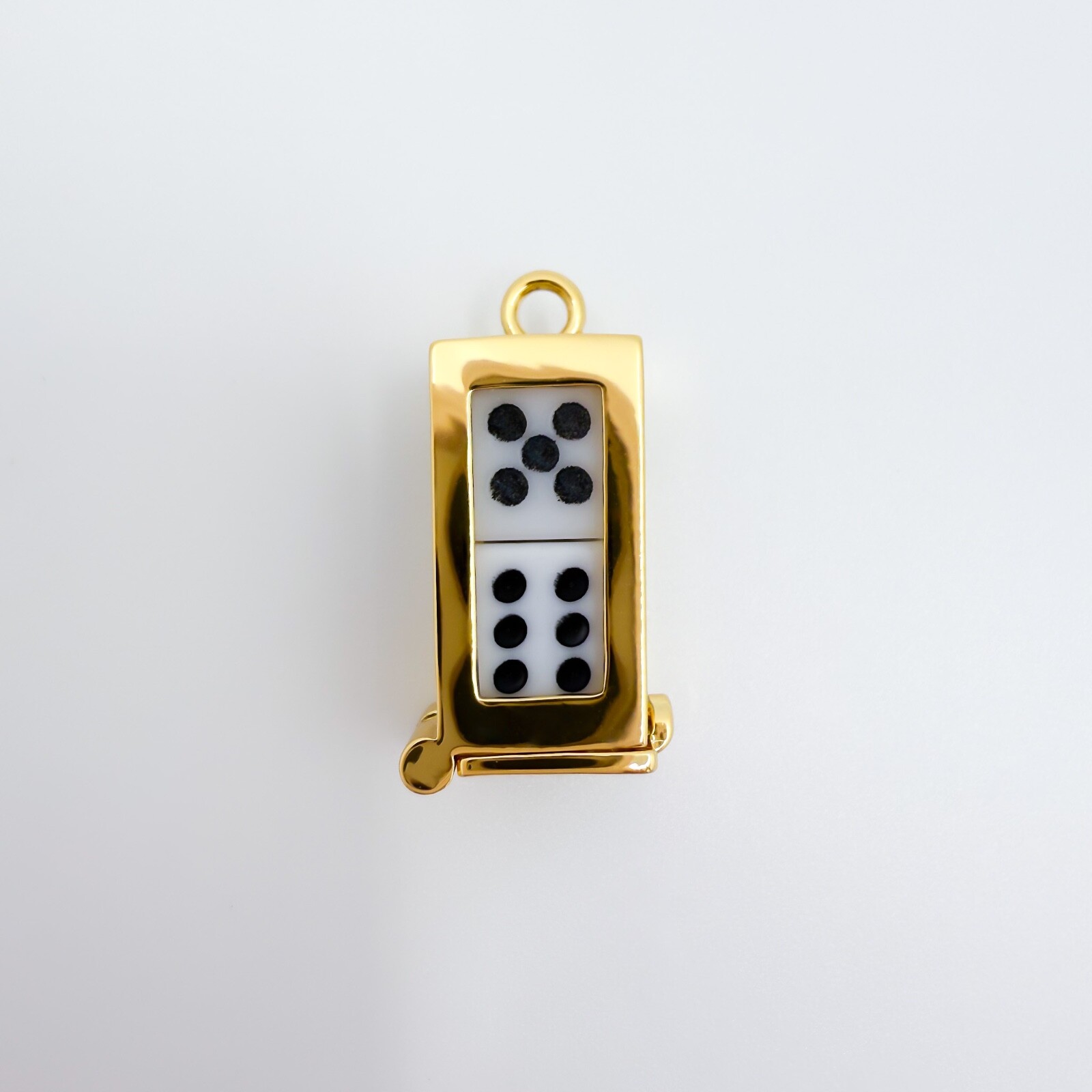 dice cage vintage charm 3D pendant gold plated | articulated charm
