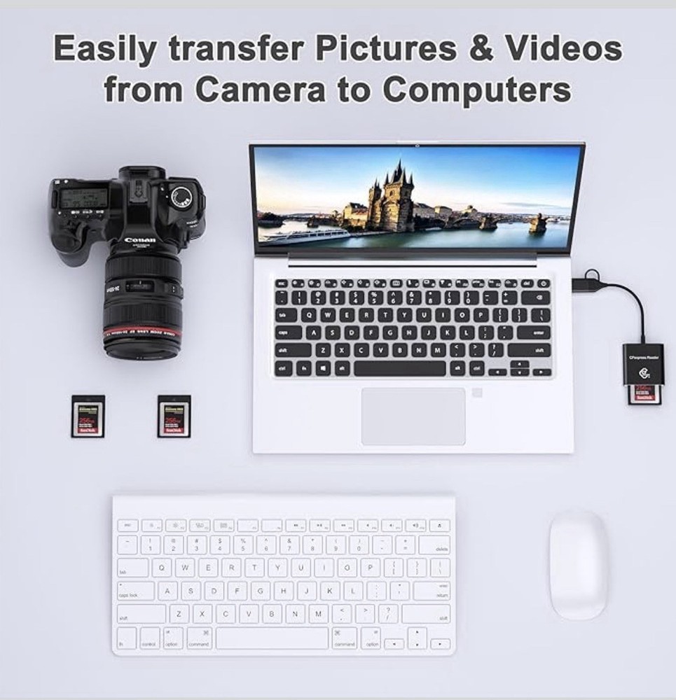 CF Express Type B Card Reader with USB 3.2 (Gen 2) 10Gbps, USB-C & USB-A