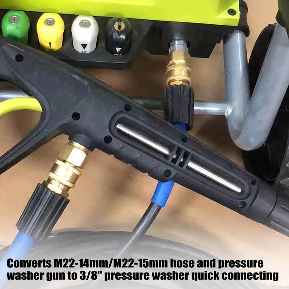 4x Pressure Washer Adapters Set Quick Disconnect Kit M22 Swivel to 3/8'' Connect