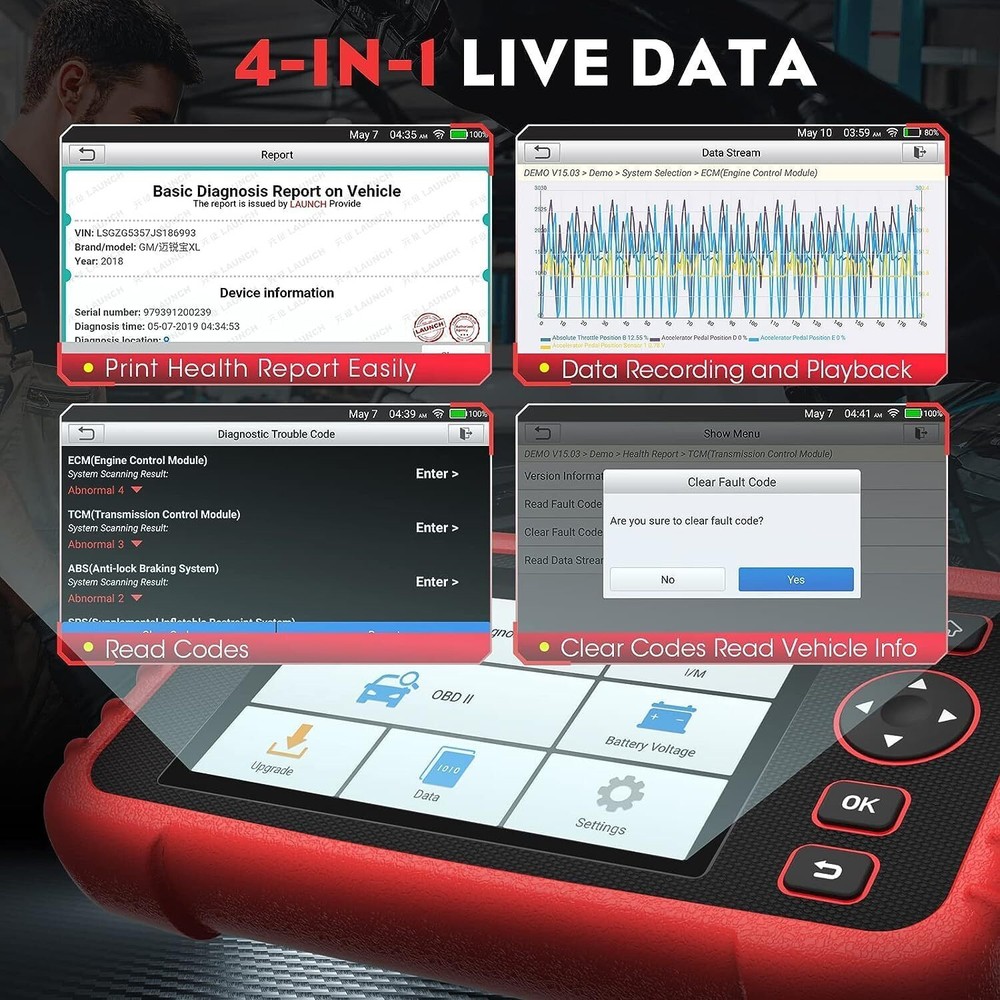 LAUNCH CRP123X OBD2 Scanner ABS SRS Code Reader Check Engine Car Diagnostic Tool