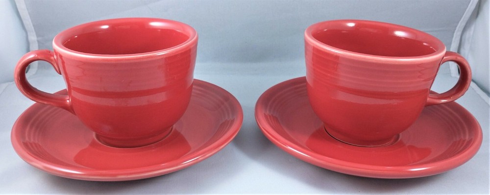 Fiesta Red Cups & Saucers (B18)