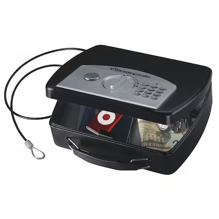 Sentry Safe P008e Compact Safe, 0.08 Cu Ft, 3 Lb, Electronic With Delay Mode,