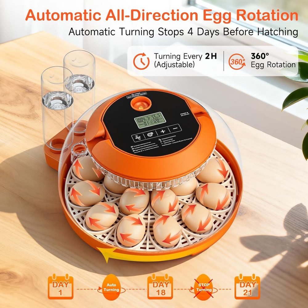 18 Egg Incubators for Hatching Eggs, Egg Incubator with Automatic Egg Turning an