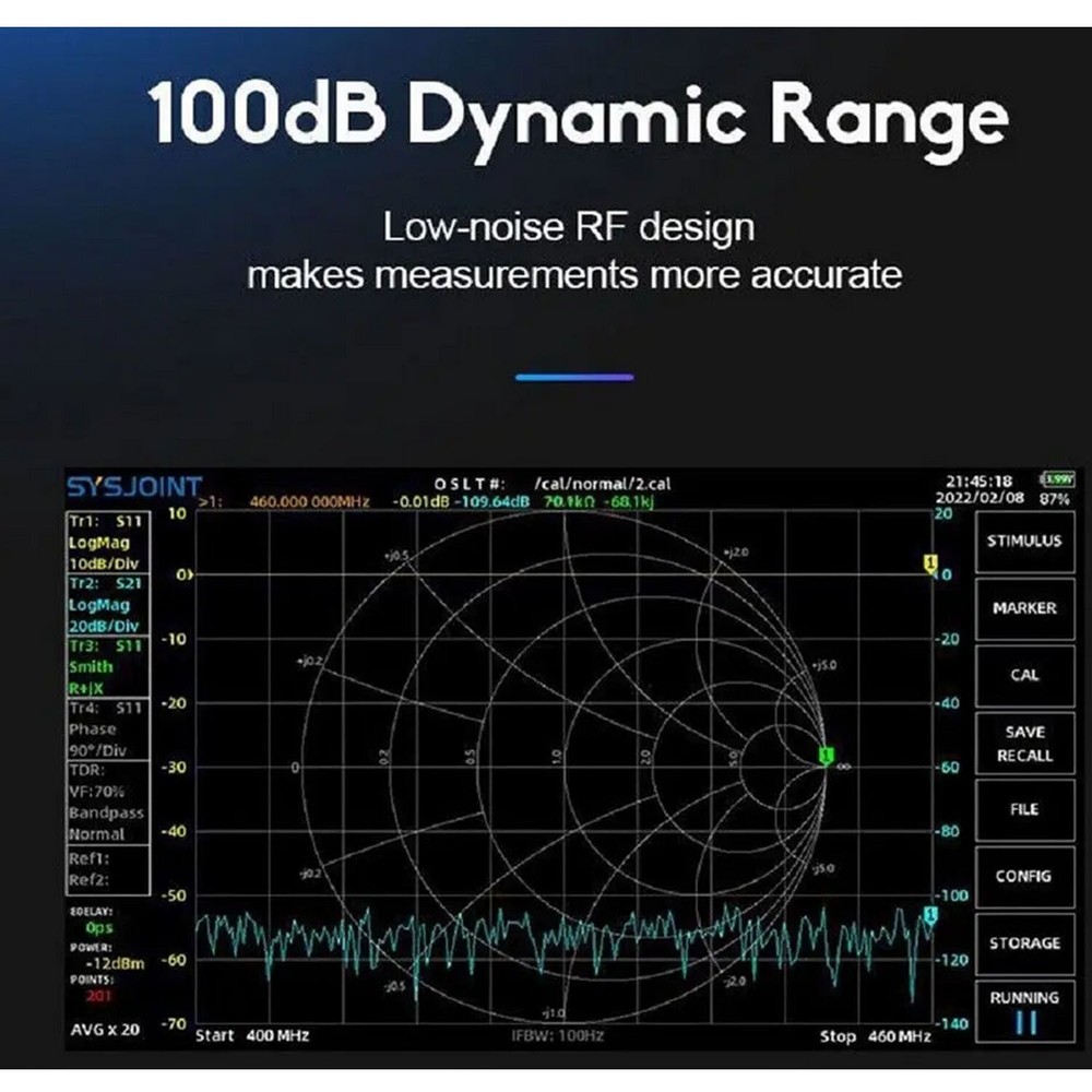 SV4401A 7 inch Touch 50KHz-4.4GHz VNA Vector Network Analyzer Lcd 100dB Dynamic
