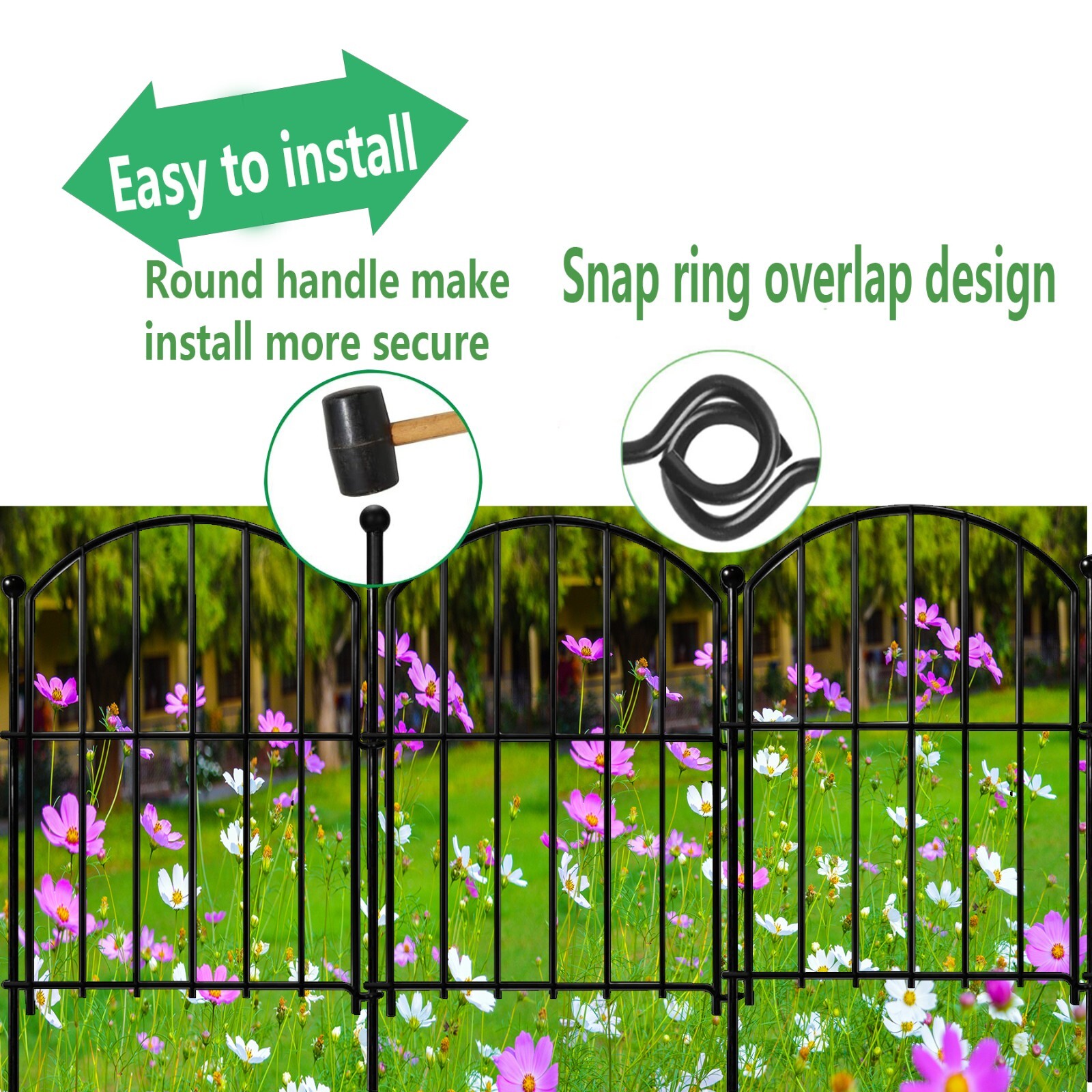 20 Pack Decorative Garden Fence 21in x21.6ft Rustproof Metal No Dig Fence Animal