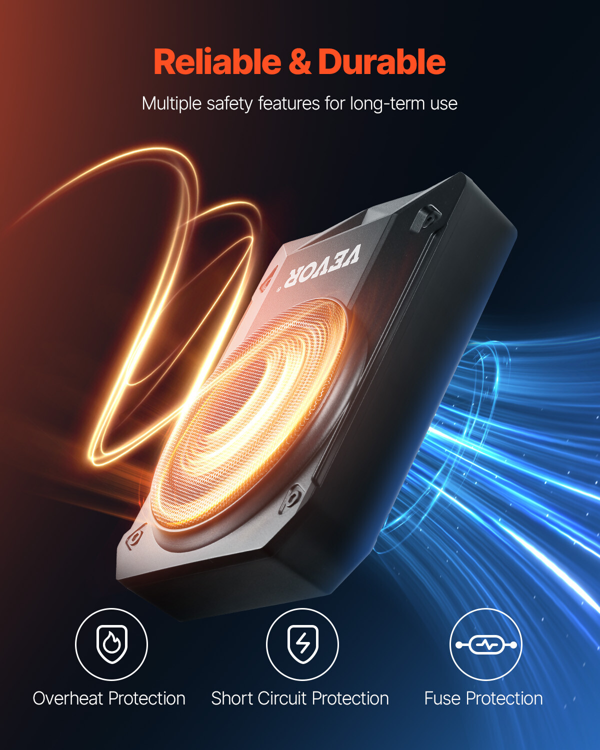 VEVOR 8" 800W Slim Under Seat Car Subwoofer Car/Truck Sub Amp Kit Deep Bass