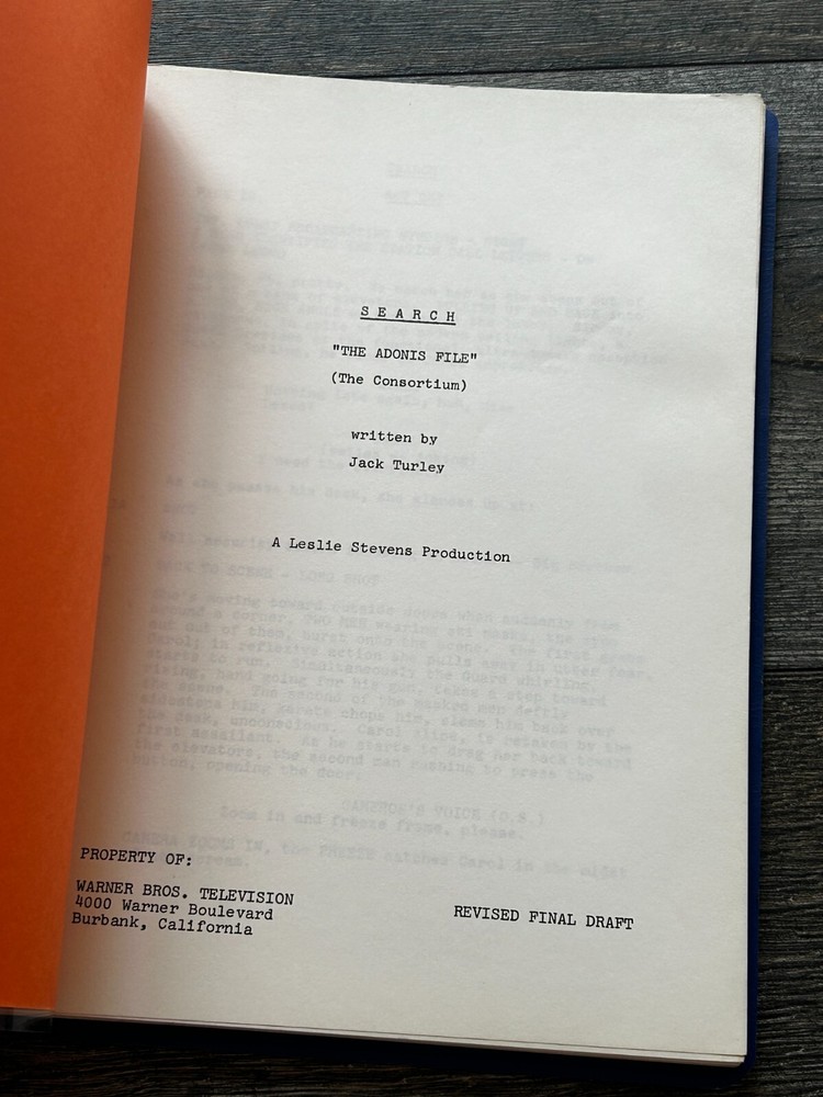 SEARCH TV Show Script The Adonis File Consortium Revised Final Draft Jack Turley