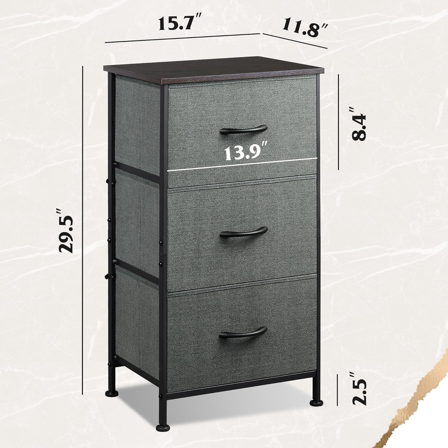 Compact 3-Drawer Storage Unit - Easy Assembly & Stylish Design for Small Spaces