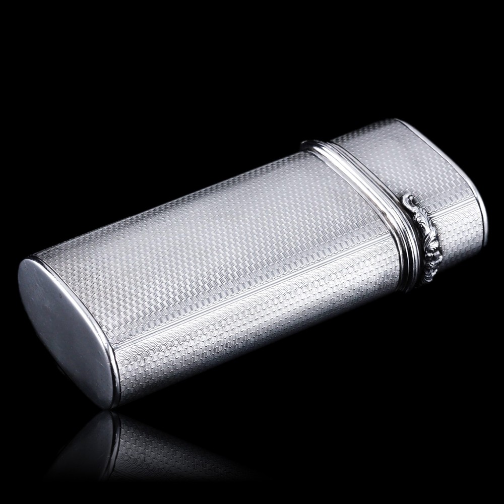 Antique Georgian Solid Silver Cigar/Cheroot Case Engine Turned - Edward Edwards