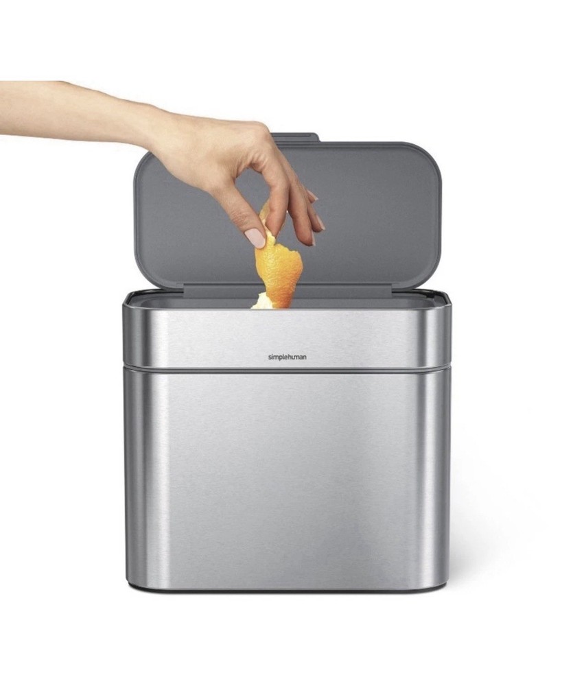 simplehuman - 4L Compost Caddy Stainless Steel Brushed NEW