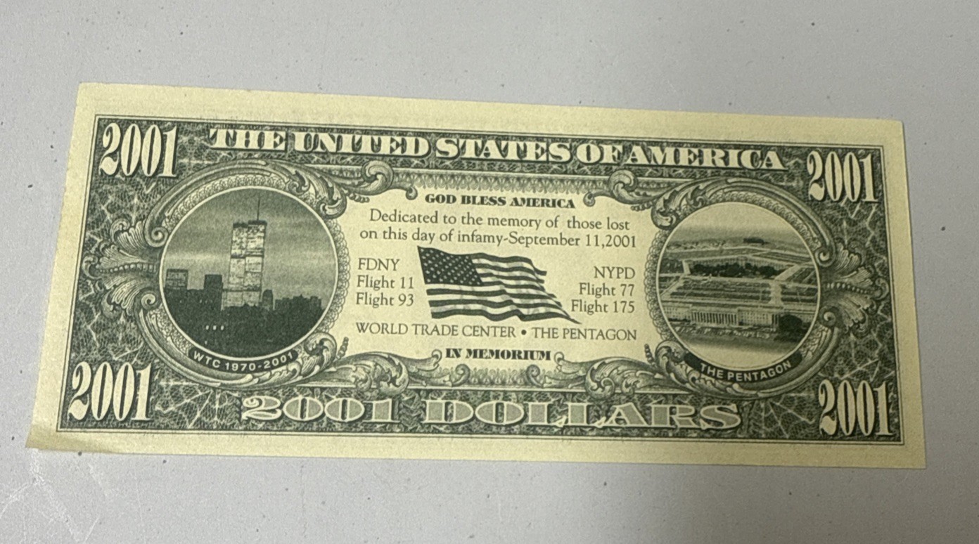 1 Vintage 2001 Dollar Bill George Bush Commemorative Currency 9/11 Memorial WTC