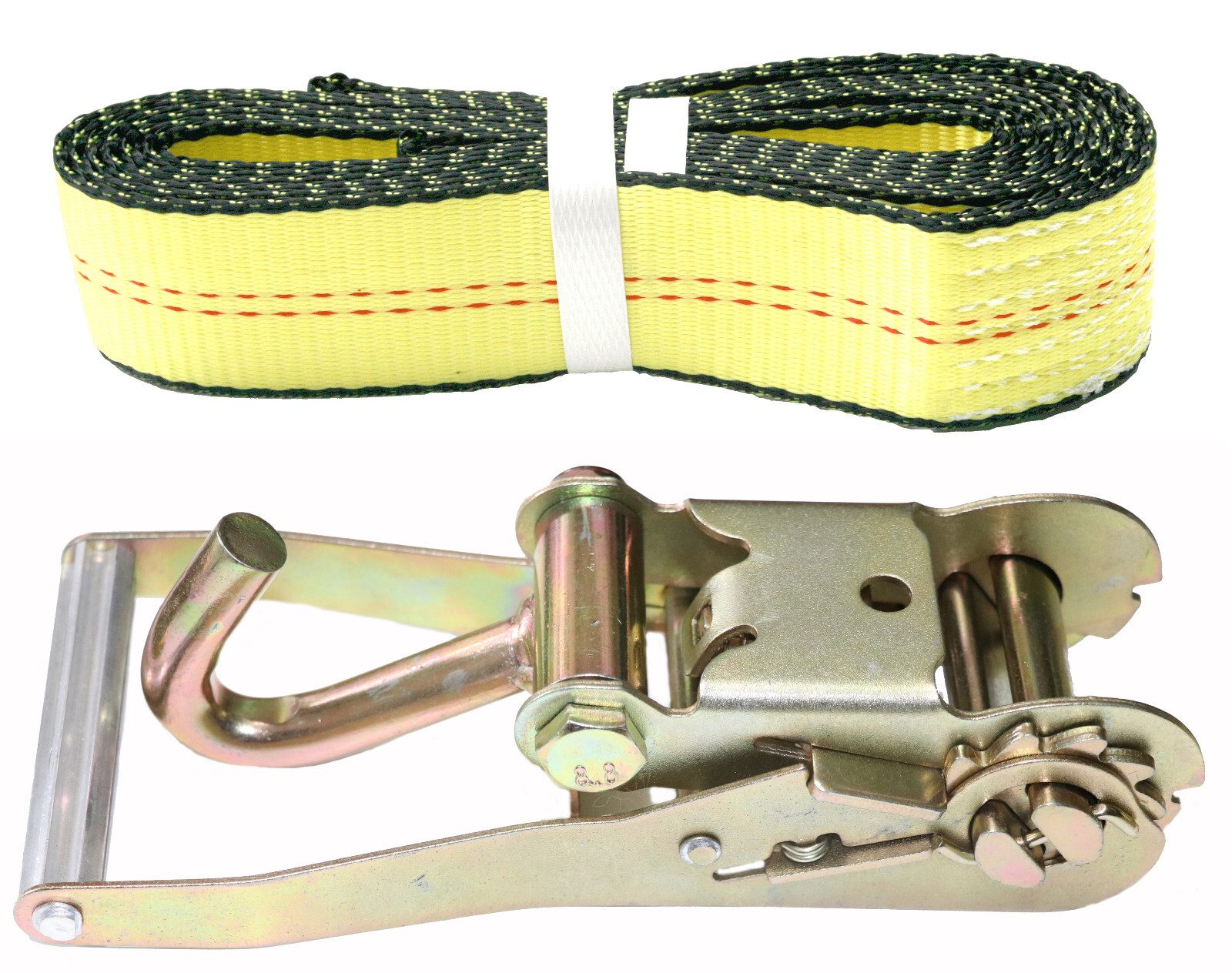 (4 pack) 2"x10' Lasso Car Strap - Finger Hook Ratchet Tire Tie Down- Wheel Strap