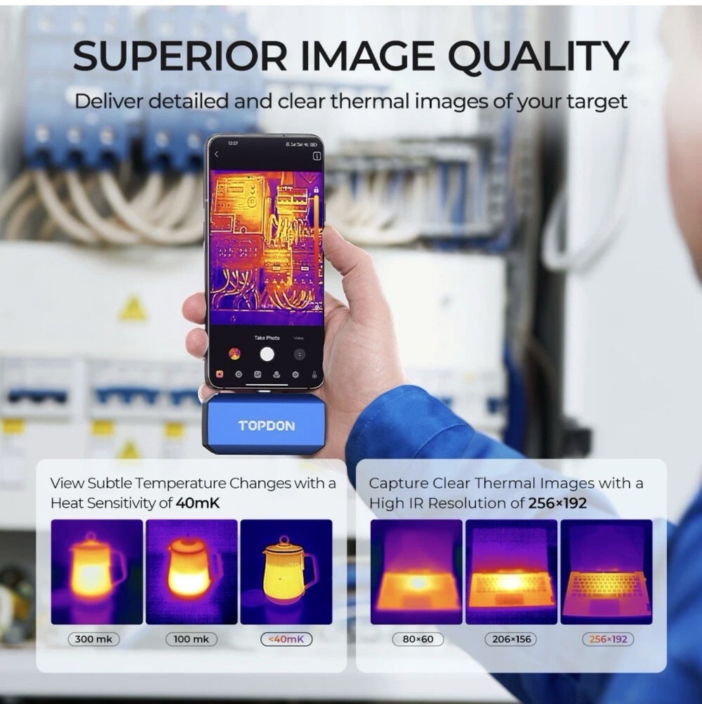 Topdon TC001 Plus Thermal Camera for Android, 256 x 192 IR High Resolution