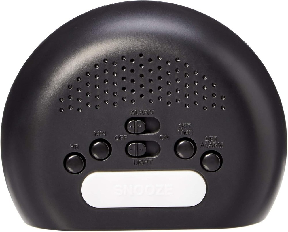 Compact Oval Black Digital Alarm Clock with LED Display & Snooze Functionality