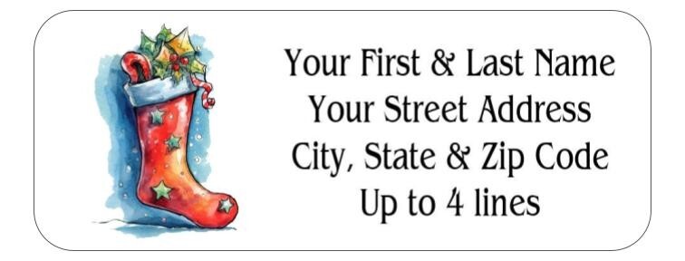 150 Christmas Stocking Mailing Return Address Labels Personalized
