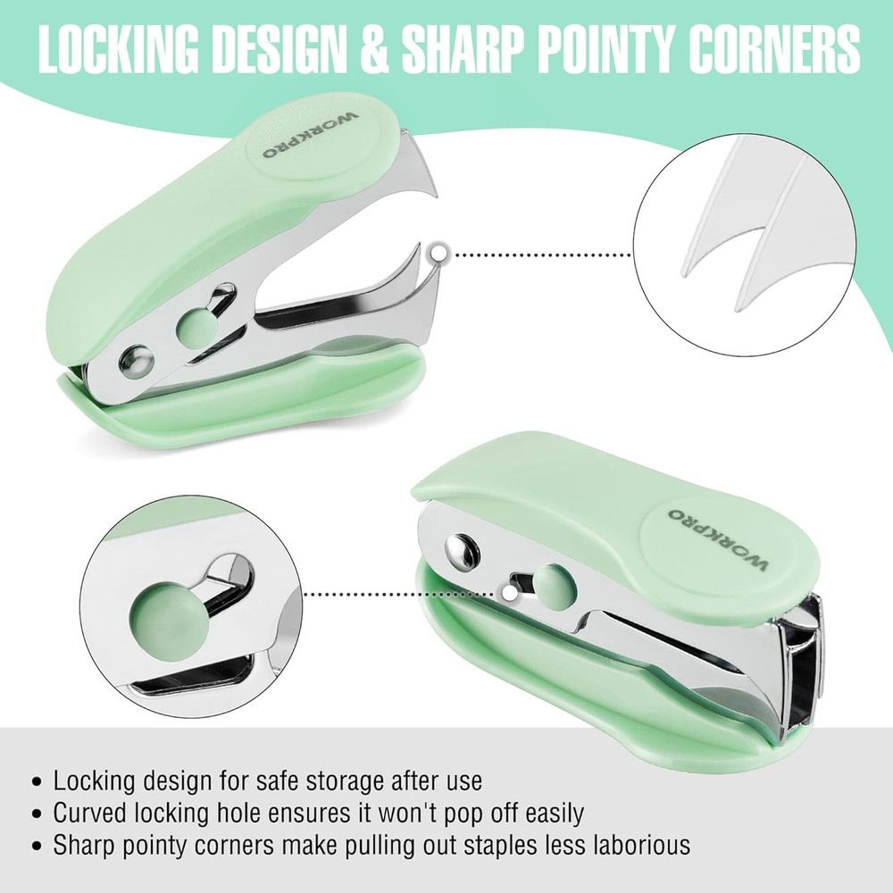 WORKPRO Small Stapler with Staples Green Stapler Set Includes Two Mini Stapler