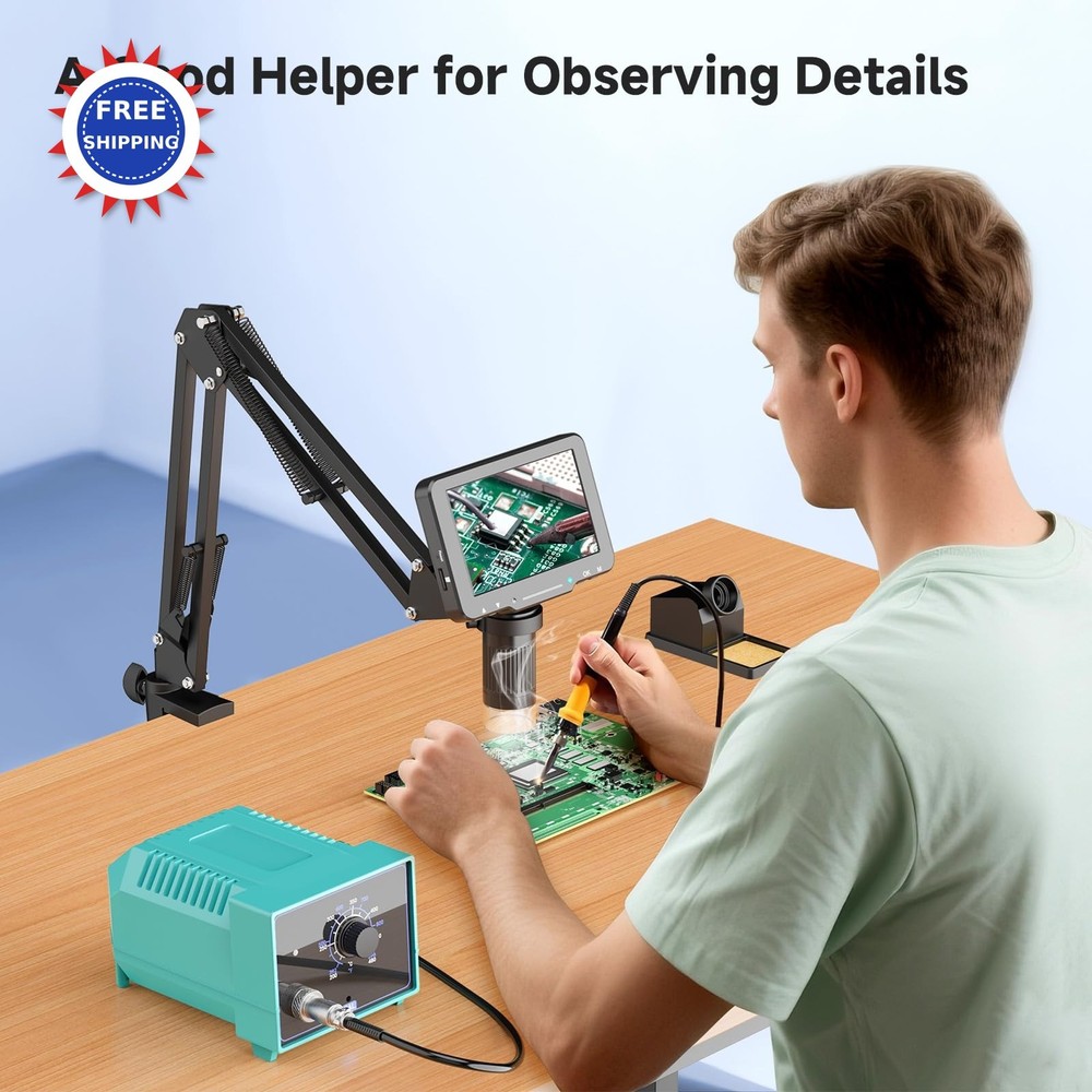 Aikokkl 5 LCD Digital Microscope 1000X Magnification Soldering for Electronics