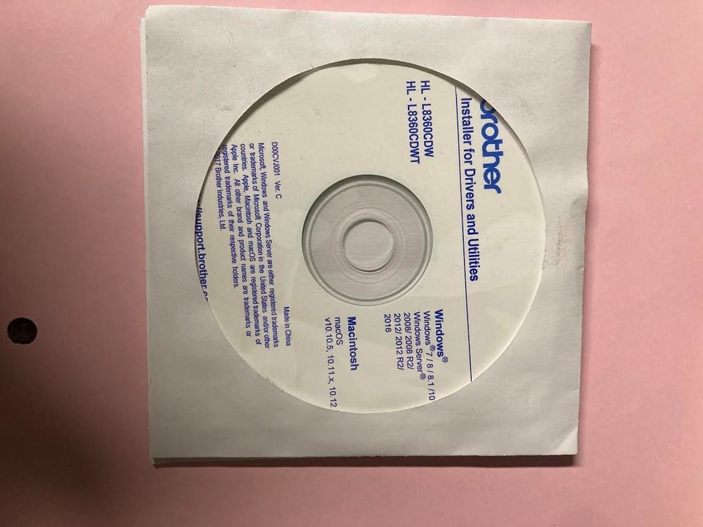 Genuine Brother HL-L8360cdw Setup Installation CD ROM Software CD Driver Disk