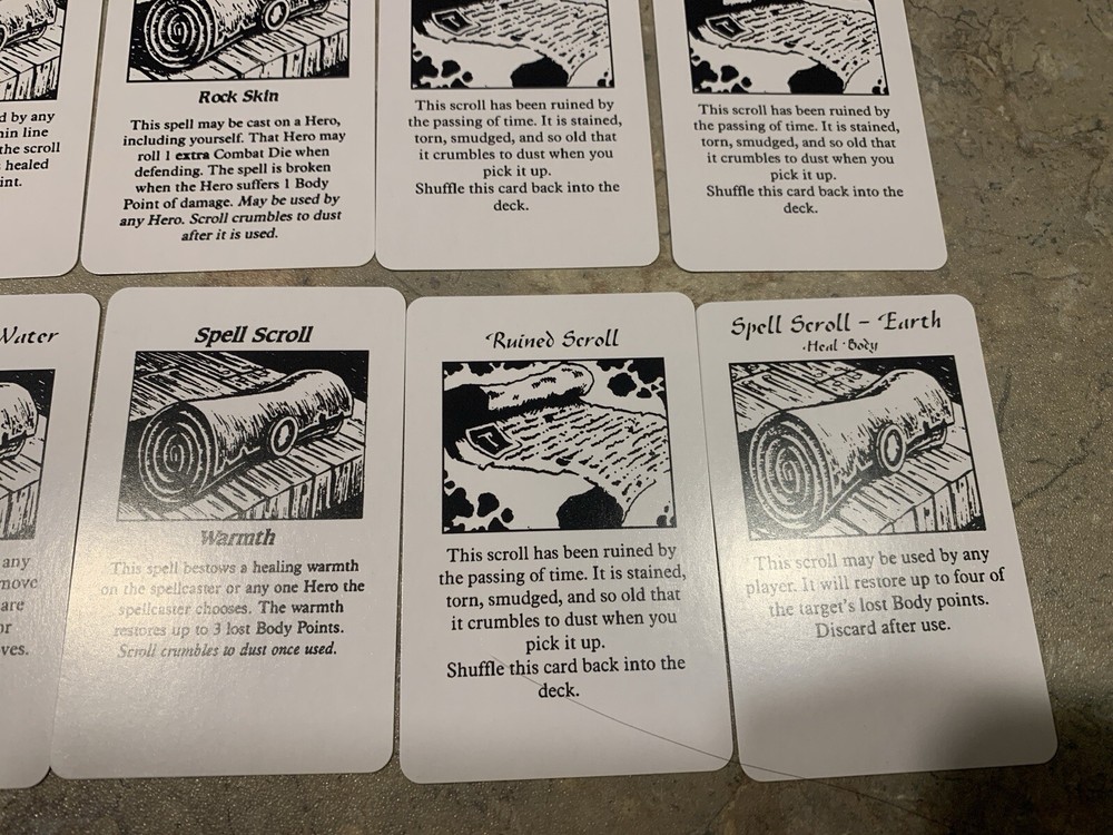 HeroQuest Cards. Artifact & Spell Scroll deck REPRINT. READ DESCRIPTION!