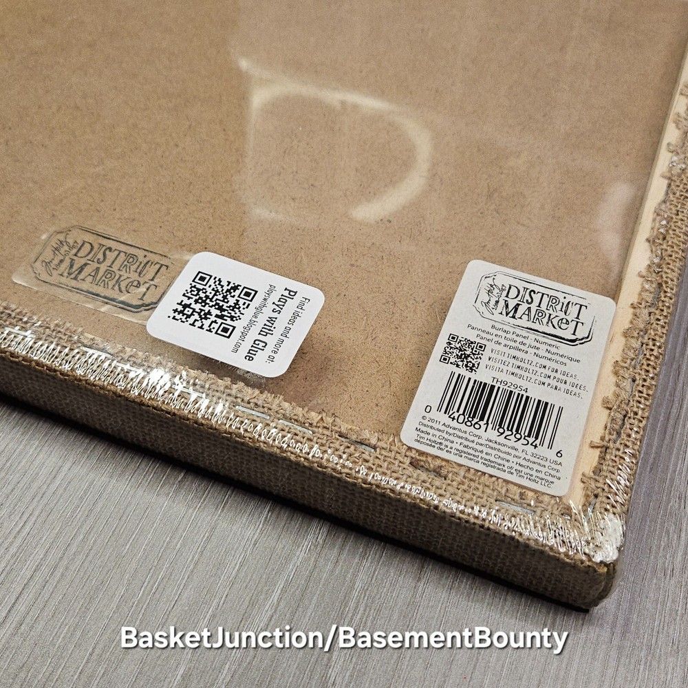 Tim Holtz: District Market Burlap Panels: Adverts, Numeric