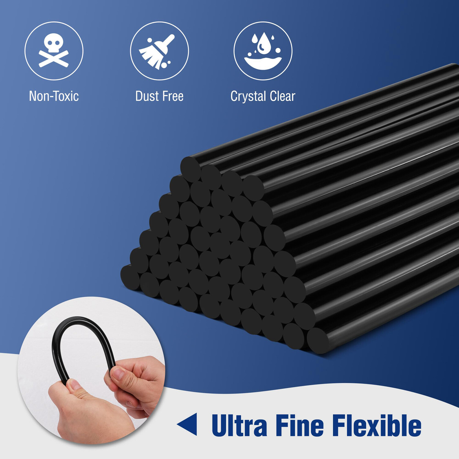 WORKPRO Hot Glue Sticks 100 Pack Black Hot Melt Adhesive Glue Sticks 0.43x8 Inch