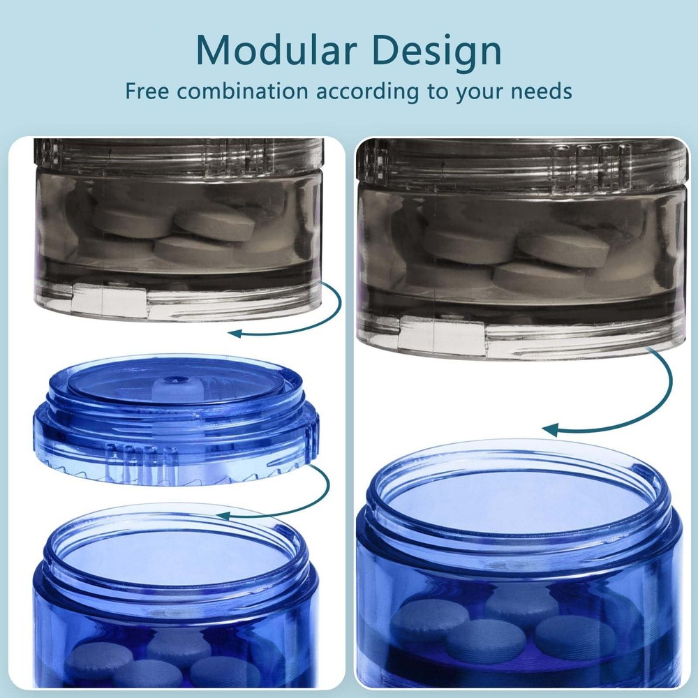 7 Day Stackable Pill Organizers Round Pill Tower Boxes with Lids for Supplements